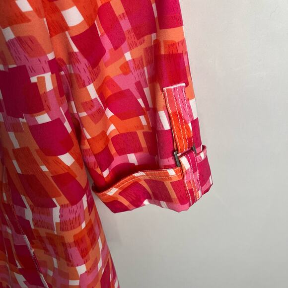 KIM ROGERS Pink & Orange Abstract Print Open-Front 3/4 Sleeve Jacket 22W Light - Picture 4 of 8